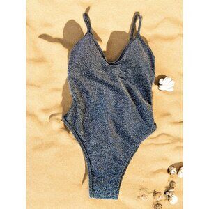 Love & Sports Women's Amalfi Metallic V-Neck One-Piece Swimsuit with Adjustable